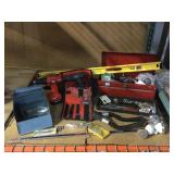 Black & Decker drill w/bits, tool box w/contents