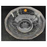 Sterling Silver Rim Glass Bowl W/cut Accents, Tw