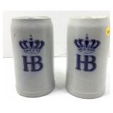 Pair Stoneware Hofbrauhaus Steins