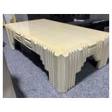 Wood cream coffee table, approx 59x32x18in
