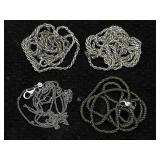 4 Sterling Silver Necklaces, Tw 18.8g, Sz 26in
