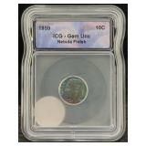 1959 Silver Roosevelt Dime In Case & Graded