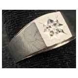 14k White Gold Ring, Tw 11.1g, Sz 7,