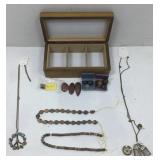 Jewelry Box with Trinkets, Costume Jewelry and