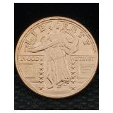 1 Oz Pure Copper, Us Standing Liberty Token Design