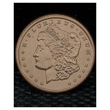 1 Oz Pure Copper, Us Morgan Token Design