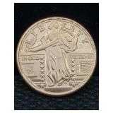1 Oz Pure Copper, Us Standing Liberty Token Design