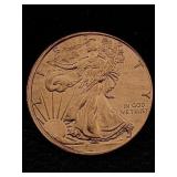 1 Oz Pure Copper, Us Walking Liberty Token Design