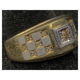 14k Gold Ring W/champagne Diamond, Tw 7.8g, Sz 10