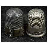 2 Sterling Silver Sewing Thimble, Tw 121.7g, Sz 11