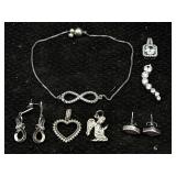 Sterling Silver Bracelet, Earrings & More Tw 17.5g