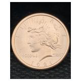 1 Oz Pure Copper, Us Peace Token Design