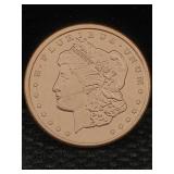 1 Oz Pure Copper, Us Morgan Token Design
