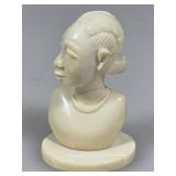 Carved Ivory Head Bust Figurine with Import Paper