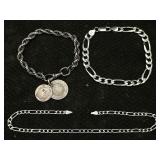 3 Sterling Silver Bracelets, Tw 35.5g, Sz 10in