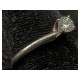 14k White Gold Ring W/0.25ct Diamond, Tw 2.1g, Sz