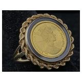 1992 1/10oz .90 Gold Coin In 14k Gold Ring, Tw 6g,