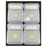4-1992 Peru 1 Centimo Coins In Case & Graded
