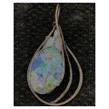 Sterling Silver Pendant W/glass, Tw 8.9g, Sz 2¼in