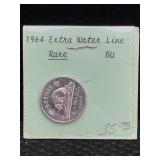 1964 Canada K.g 5¢ Error Coin W/extra Water Line