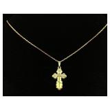 14k Gold Necklace & Pendant, Tw 6.1g. Sz 22in Long