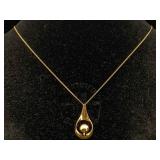 18k Gold Necklace & 14k Gold Pendant, Tw 3.2g, Sz