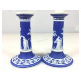 Vtg Wedgewood 6 in Candle Sticks Ancient Greek
