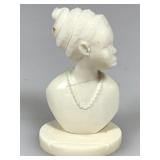 Carved Ivory Head Bust Figurine with Import Paper