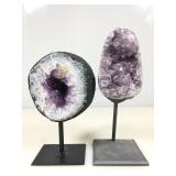 Pair Amethyst Geodes on Metal Stands - Tallest