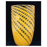 Hand Blown Orange/Clear Glass Swirl Vase - 10 in