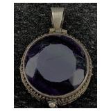 Sterling Silver Poison Pill W/amethyst, Tw 26.2g,