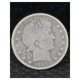 1905 Silver Barber Half Dollar