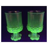 Pair Tiffin Franciscan Uranium Glass Madeira
