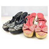 2 Pair Coach Wedge Shoes size 9-9.5B - used