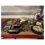 Assorted Home Decor. Clock, Candle Holderss, Faux