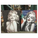 2 Marilyn Monroe print on canvas, approx 23x35in