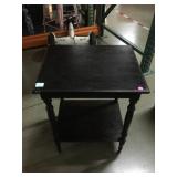 Black wood side table, approx 19x15x24in