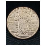 1 Oz Pure Copper, Us Standing Liberty Token Design