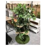 3 Level Cat Tree With Leaves. APPROX 54in Tall