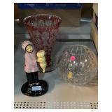 Walter Wilson 9in Vase, Imperlux Crystal Vase &