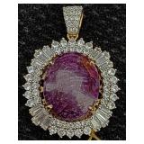 Sterling Vermeil Ruby & Sapphire Pendant, 47.78 Ct