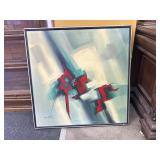 MCM Matson signed painting in canvas & frame for