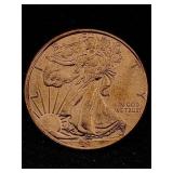 1 Oz Pure Copper, Us Walking Liberty Token Design