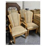 4-Wood armchairs high back w/light brown seat