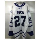 Michael Peca Toronto maple leafs game used hockey