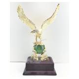 Jewel Encrusted Flying Eagle Sculpture on Wood