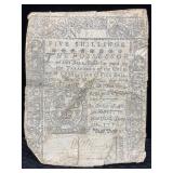 Colonial Currency, Five Shilling Connecticut 1776