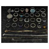 Sterling Silver Jewelry, Tw 102g, Incl. Rings &