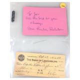 Vera Hruba Ralston Inscribed Signature Card &