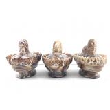 3 Imperial Glass Carmel Slag Glass Lion Lidded